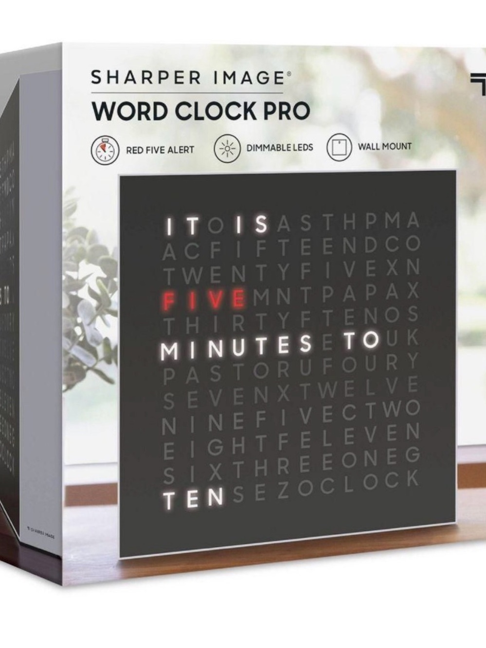 Sharper Image Word Clock Pro in Black and Red Accent
